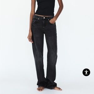 Zara jeans mid rise TRF wide leg full length jeans